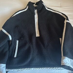 Black and White Quarter-Zip Fleece Pullover
